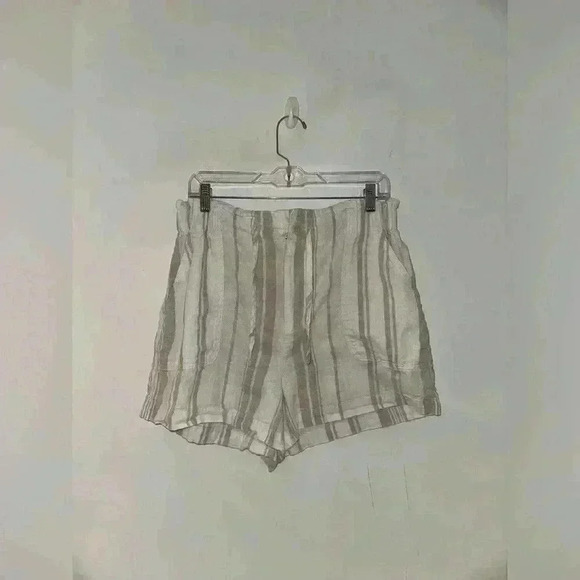 Madewell - Linen-Blend Pull-On Paperbag Shorts: Undyed Stripe Edition Size M - Picture 2 of 4